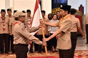 Presiden Jokowi Lepas Kontingen Pramuka Indonesia ke Jambore Pramuka Dunia di Virgina, AS