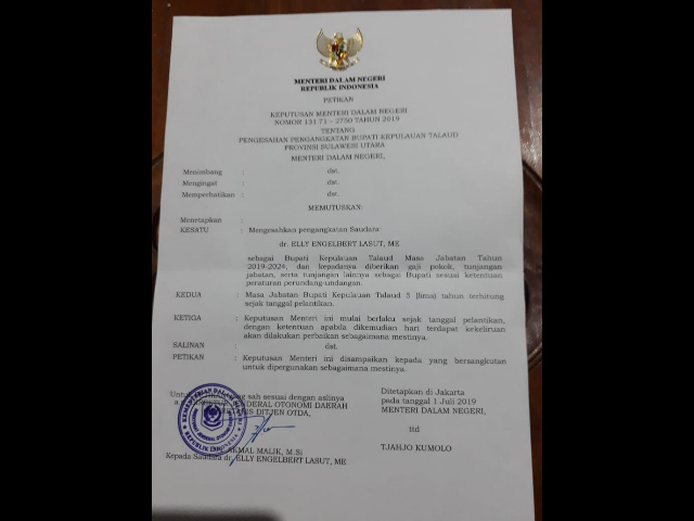 Kantongi SK, Elly-Moktar Siap Dilantik Gubernur, Ini Jawaban Pemprov Sulut