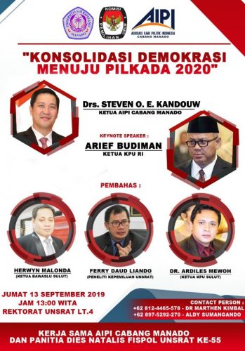 Jumat, Konsolidasi Demokrasi AIPI Manado Hadirkan Ketua KPU RI Arief Budiman 9 Jumat, Konsolidasi Demokrasi AIPI Manado Hadirkan Ketua KPU RI Arief Budiman