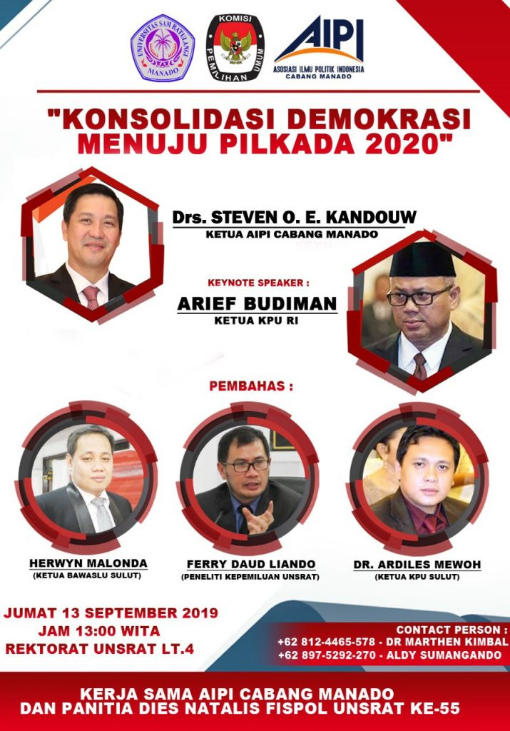 Jumat, Konsolidasi Demokrasi AIPI Manado Hadirkan Ketua KPU RI Arief Budiman