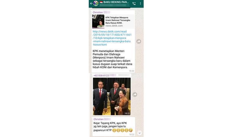 Tangkapan layar tulisan pada salah satu group WA yang dipermasalahkan