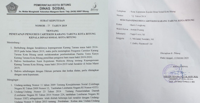 Masa Jabatan Victory Rotty Berakhir, Dinsos Bitung Terbitkan SK Caretaker Karang Taruna