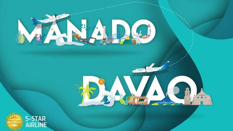 Rute penerbangan Manado-Davao PP yang dilayani oleh Garuda Indonesia