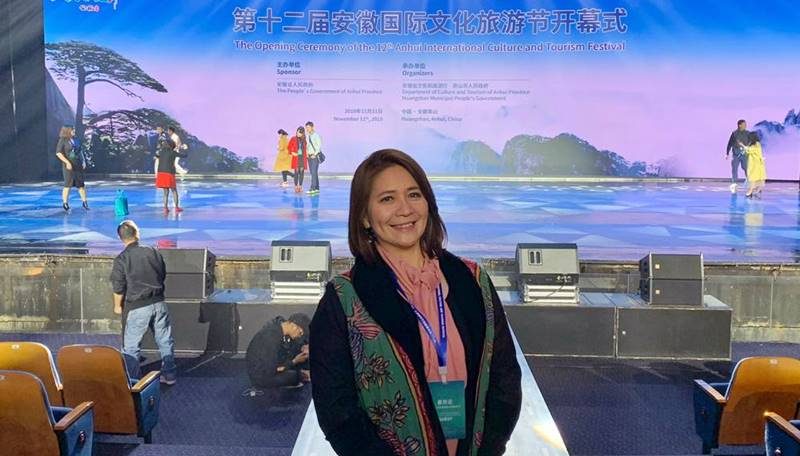 COreta Kapoyos saat menghadiri 12th Anhui International Culture and Tourism Festival
