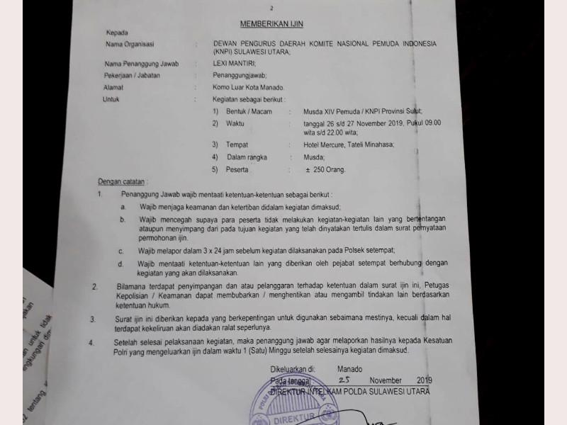 Kantongi Izin, Fransiscus Enoch Sebut Tidak Ada Lagi Pertanyaan Soal Musda ke XIV KNPI Sulut
