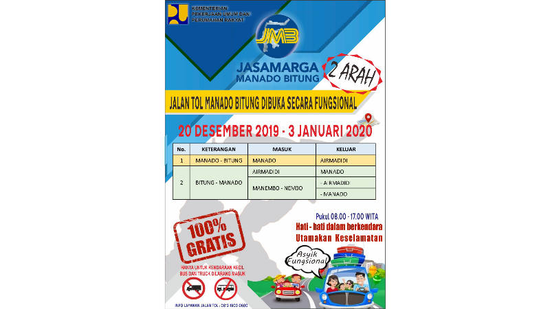 Perdana! Jalan Tol Manado-Bitung Telah dibuka Secara Fungsional