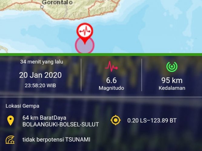 Gempa Magnitudo 6,6 Guncang Wilayah Barat Daya Sulut 8 Gempa Magnitudo 6,6 Guncang Wilayah Barat Daya Sulut