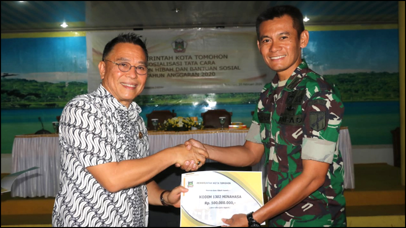 Sosialisasi Pemberian Hibah dan Bansos Pemkot Tomohon, Dandim 1302 Minahasa Teken NPHD
