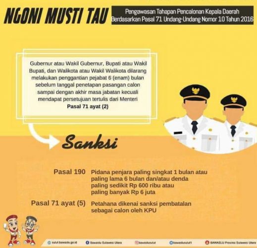 Petahana Dilarang Mutasi Pejabat, Bawaslu Minut Ingatkan Soal UU 10/2016