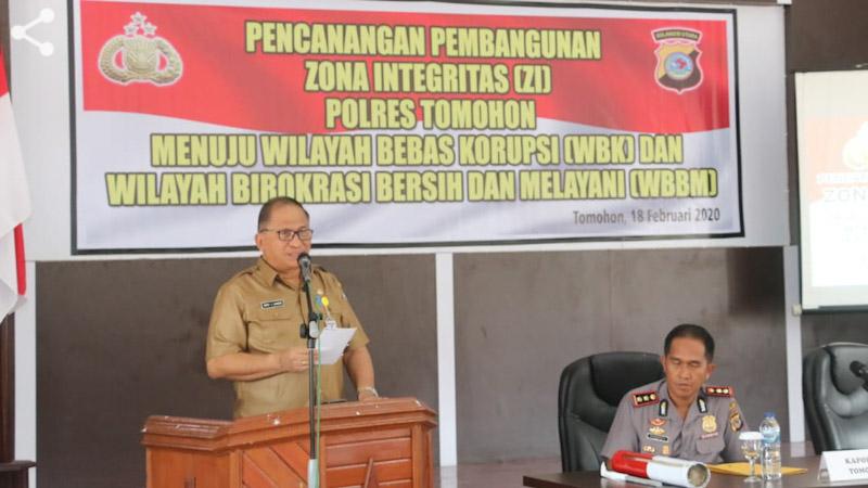 Lolowang Hadiri Pencanangan Pembangunan ZI Polres Tomohon Menuju WBK dan WBBM