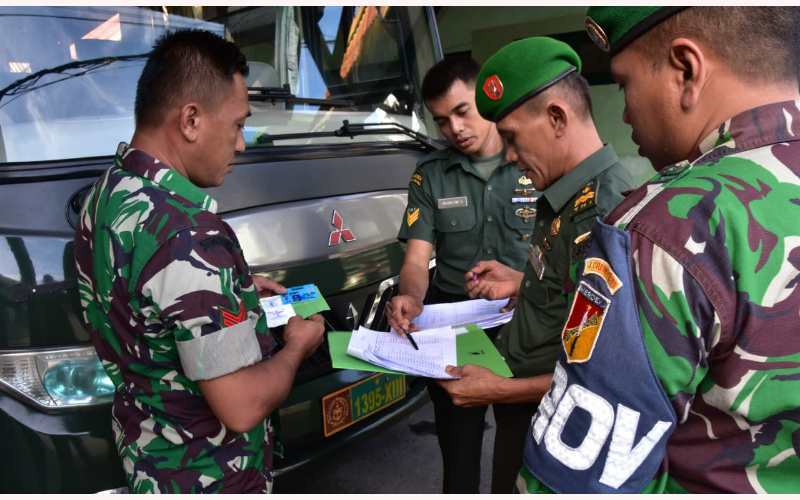Korem 131/Santiago Gelar Pemeriksaan Dokumen Kendaraan Dinas dan Pribadi