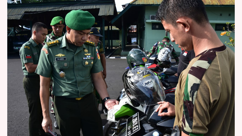 Korem 131/Santiago Gelar Pemeriksaan Dokumen Kendaraan Dinas dan Pribadi