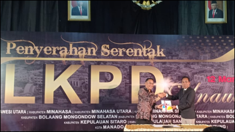 Wali Kota Tomohon Hadiri Penyerahan LKPD 2019 di BPK Perwakilan Sulut