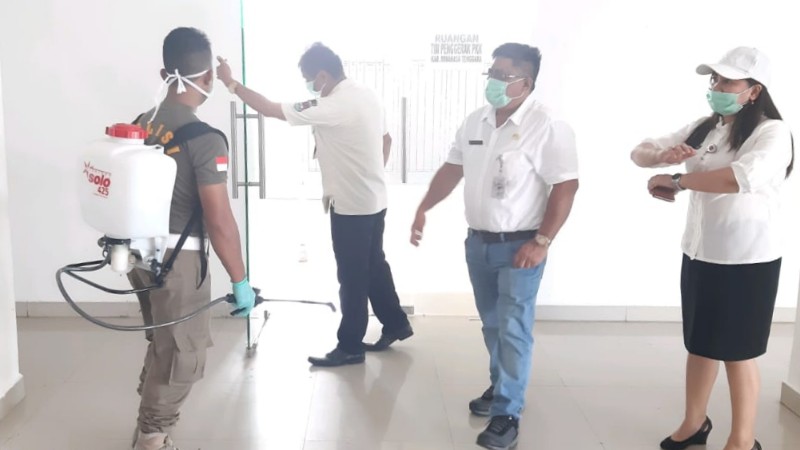 Antisipasi COVID-19, Satgas Mitra Mulai Sterilkan Area Publik