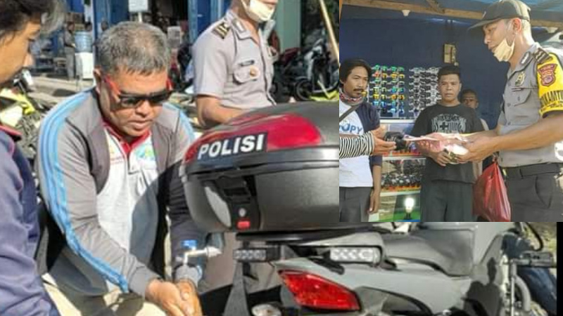 Bhabinkamtibmas Bitung Timur Ini Sulap Motor Dinasnya Jadi Tempat Cuci Tangan