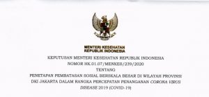 Menkes Resmi Tetapkan PSBB di DKI Jakarta