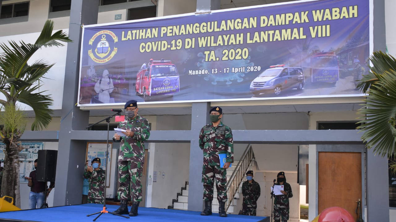Johanes Wibowo Tutup Latihan Penanggulangan Dampak Wabah COVID-19 di Lantamal VIII