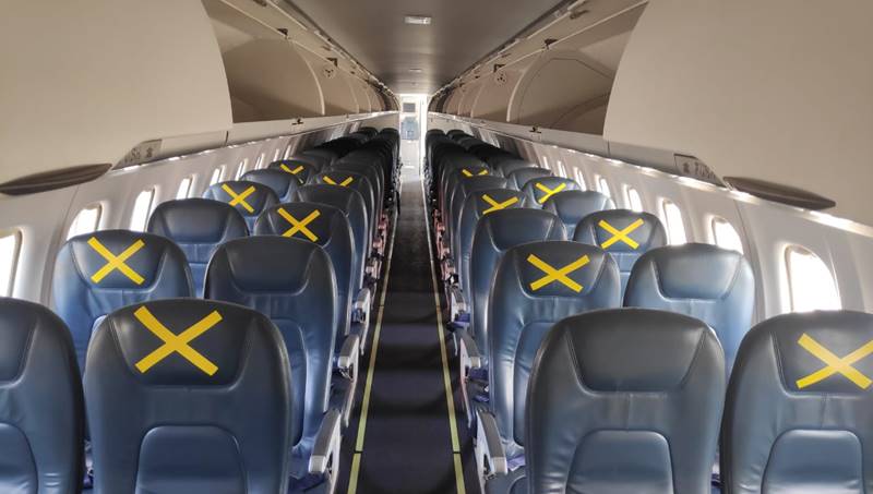 Begini Penampakan Kabin Pesawat Lion Air Group Jalankan Physical Distancing