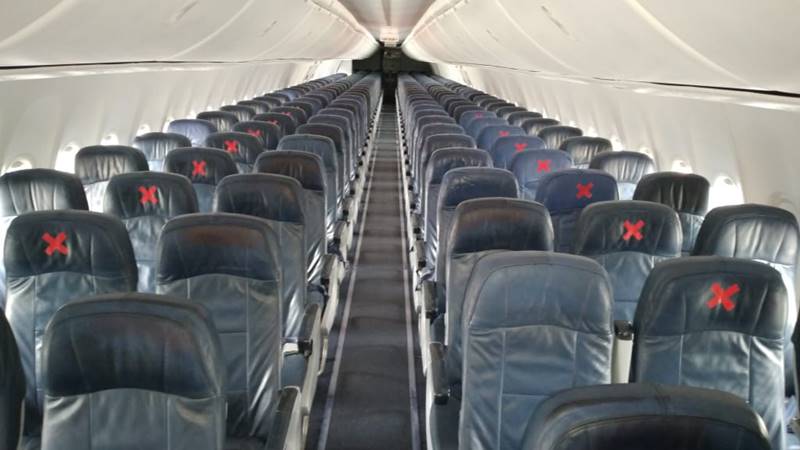 Begini Penampakan Kabin Pesawat Lion Air Group Jalankan Physical Distancing