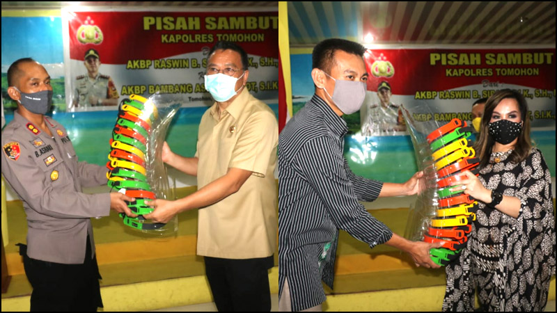 Pisah Sambut Kapolres, Pemkot Tomohon Serahkan APD