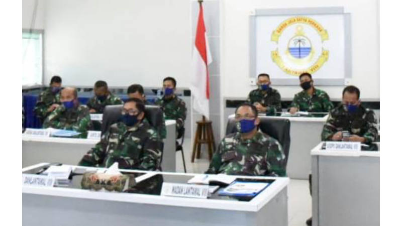Danlantamal VIII Ikuti Penyampaian Program Prioritas Kasal Melalui Vidcon