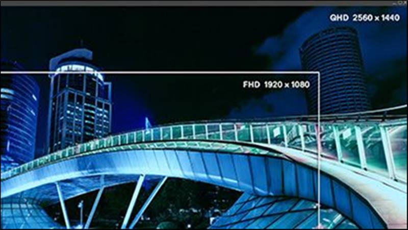 Resolusi monitor QHD 2560 x 1440p menghasilkan 1,77 kali piksel lebih banyak untuk melihat semua detil gambar dengan lebih jelas dibandingkan monitor resolusi FHD 1920 x 1090p