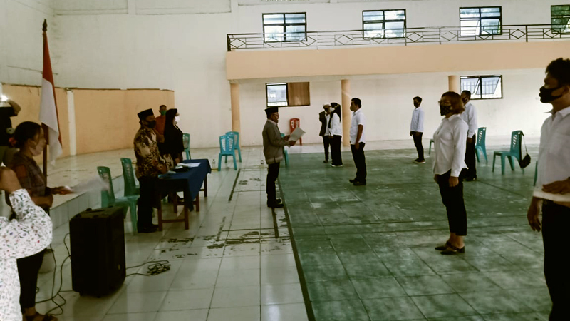 Bawaslu Bitung Lantik Puluhan Panwaslu dengan Protap Pencegahan Covid-19