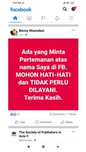 Waspada, Akun Palsu Benny Rhamdani ‘Bergentayangan’