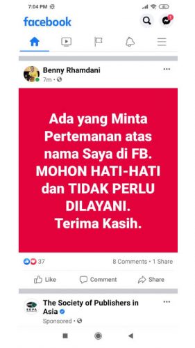 Waspada, Akun Palsu Benny Rhamdani 'Bergentayangan'