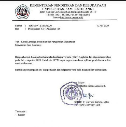 KKT 124 Unsrat Akan Dilaksanakan, LPPM Diminta Buka Poltal Pendaftaran