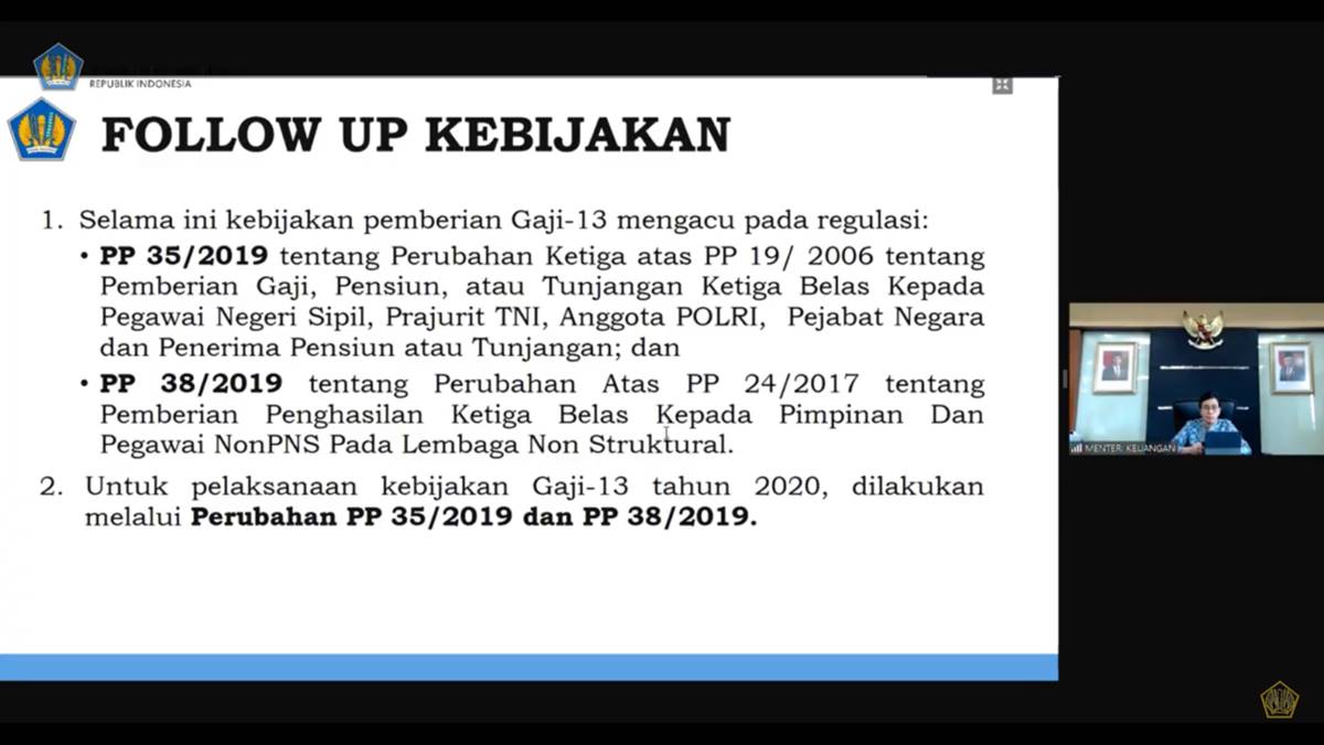 Menkeu: Gaji ke-13 Hanya untuk Eselon III ke Bawah dan Bagian Stimulus Ekonomi