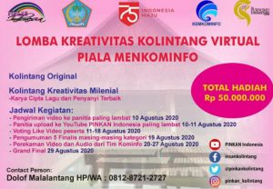 Sambut HUT RI, PINKAN Indonesia-Pemprov Sulut Gelar Lomba Kreativitas Kolintang Virtual Piala Menkominfo