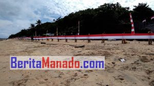Wow! Sang Merah Putih 545 Meter Dibentangkan di Nusa Tabukan, Meriahkan HUT ke-75 RI