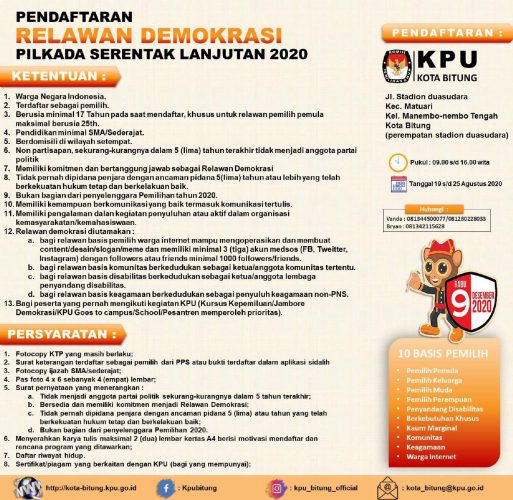 Mau Jadi Relawan Demokrasi Pilwalkot Bitung? Ini Persyaratannya