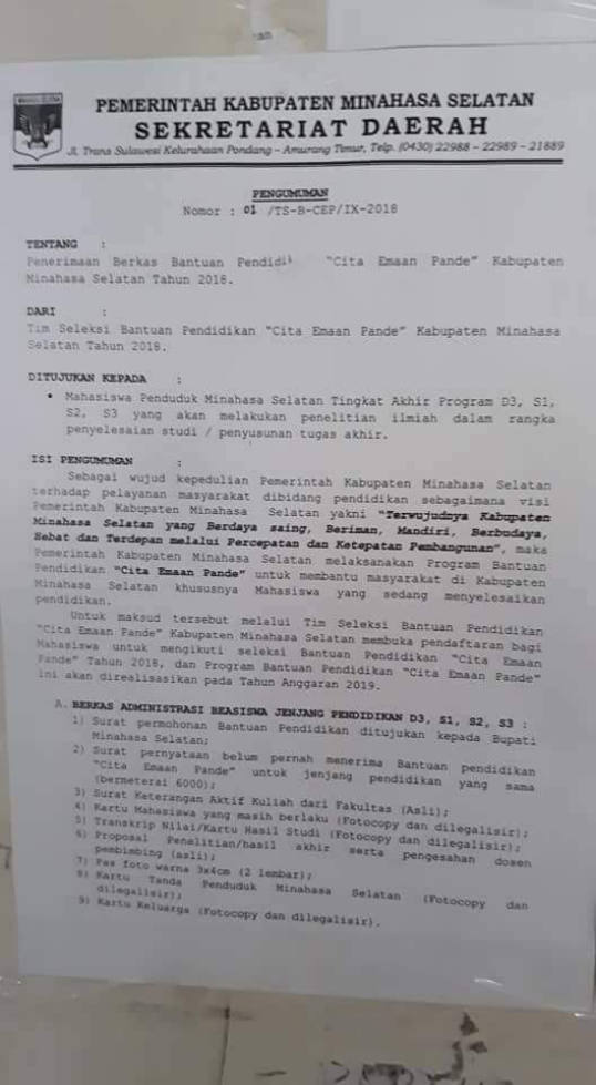 Beasiswa Pemkab Minsel Dihapus, Begini Tanggapan Mahasiswa