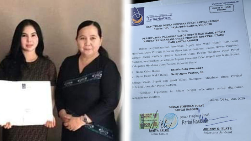 PILBUP MINUT: NasDem Batal Restui Petrus Macarau, B1KWK Terbit untuk Shintia Rumumpe-Netty Pantow