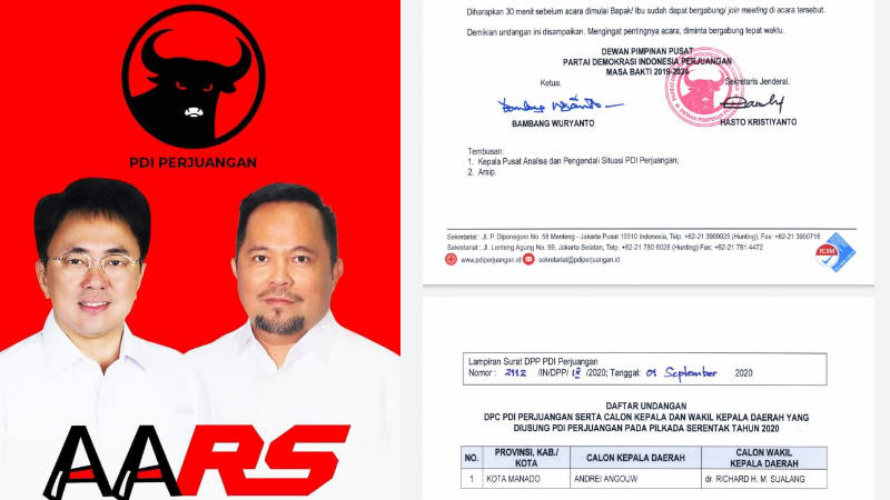 PILWALKOT MANADO: Sah, PDIP Usung Andrei Angouw-Richard Sualang