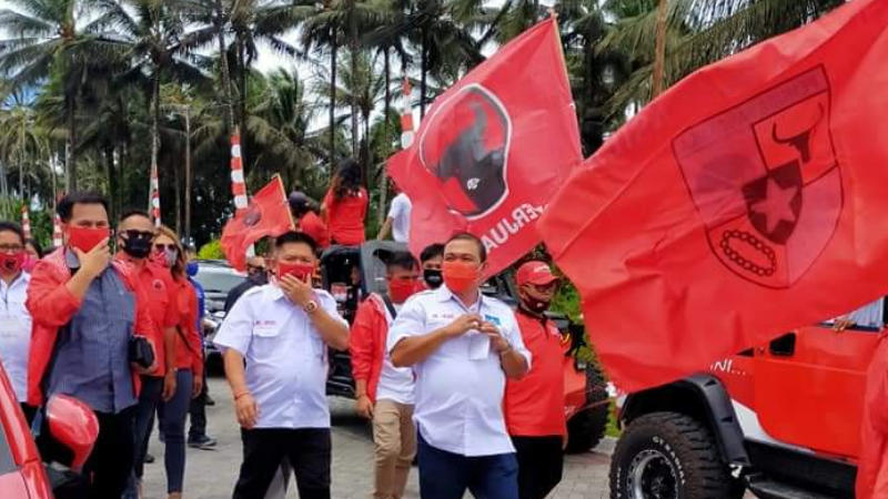 Ribuan Massa Antar Joune Ganda-Kevin Lotulung Mendaftar, Harapan Baru Minahasa Utara