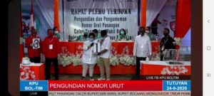 Utamakan Protokol Covid-19, KPU Boltim Live Streaming Pengundian Nomor Urut