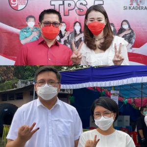 PILBUP MINUT:  Joune Ganda – Kevin Lotulung Gunakan Hak Pilih, Kompak Apresiasi KPU Soal Prokes COVID-19
