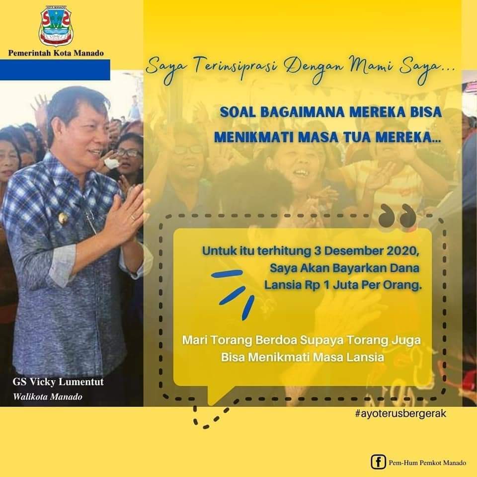 Walikota Manado Realisasikan Dana Lansia Putaran Kedua