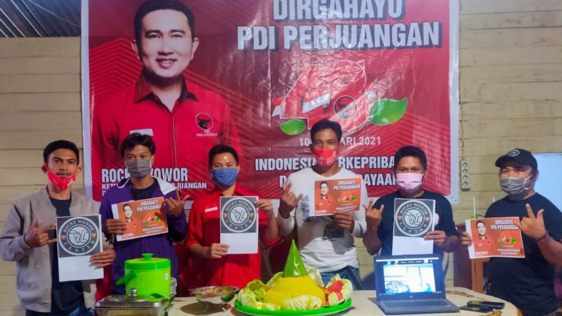 HUT ke-48 PDIP, Rocky Wowor Berbagi Tumpeng di 3 Titik