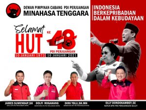 DPC Kabupaten Minahasa Tenggara Ucapkan Selamat Merayakan HUT PDI Perjuangan ke-48