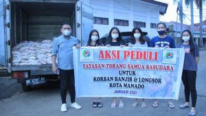 Peduli, YTSB Santuni Korban Longsor dan Bagikan Ratusan Karung Beras