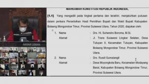 Mahkamah Konstitusi Tetapkan Putusan Sidang, Hasil Pilkada Boltim Tidak Berubah