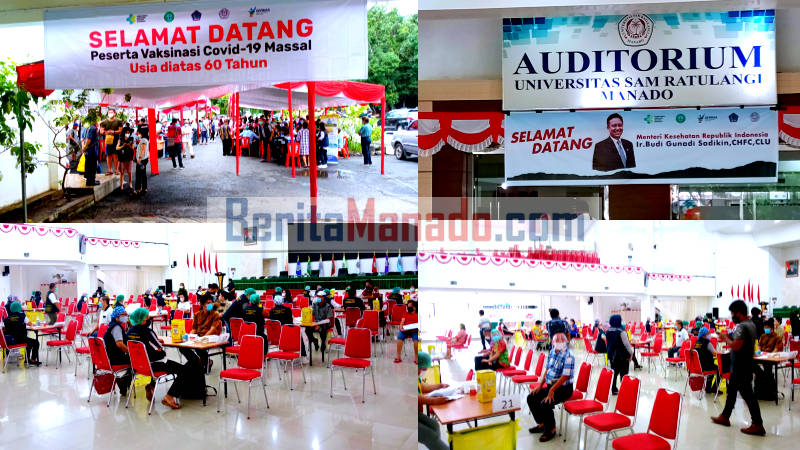 Ribuan Lansia Antusias Ikut Vaksinasi Massal di Unsrat