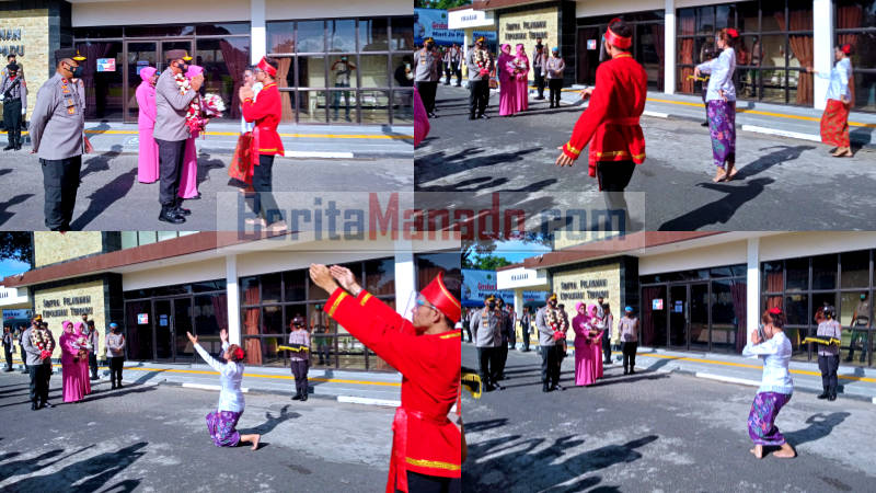 Tiba di Mapolda Sulut, Kapolda Nana Sudjana Bersama Istri Disambut Tarian Maengket