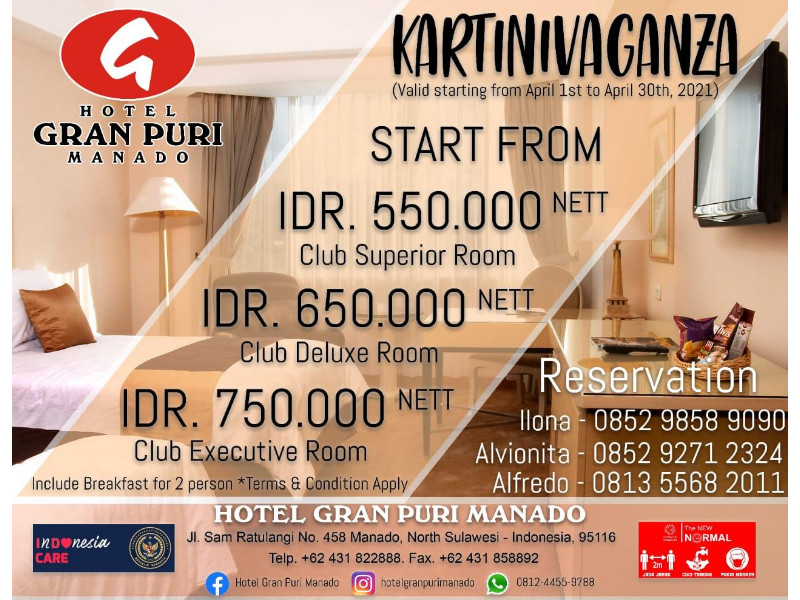KARTINIVAGANZA dari Hotel Gran Puri Manado Hadirkan Promo Menarik 1 Bulan Penuh
