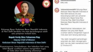 Wakil Dubes RI untuk India Ferdy Piay Meninggal Karena Covid-19