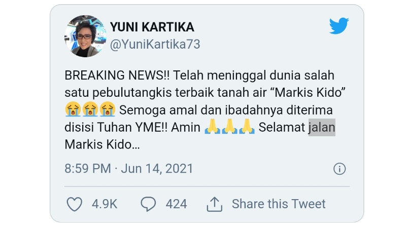 Satu Lagi Pahlawan Indonesia Berpulang